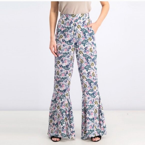 BCBGeneration Floral Print High Waist Flare Leg Palazzo Pants Sz. Extra Small XS - Picture 1 of 12